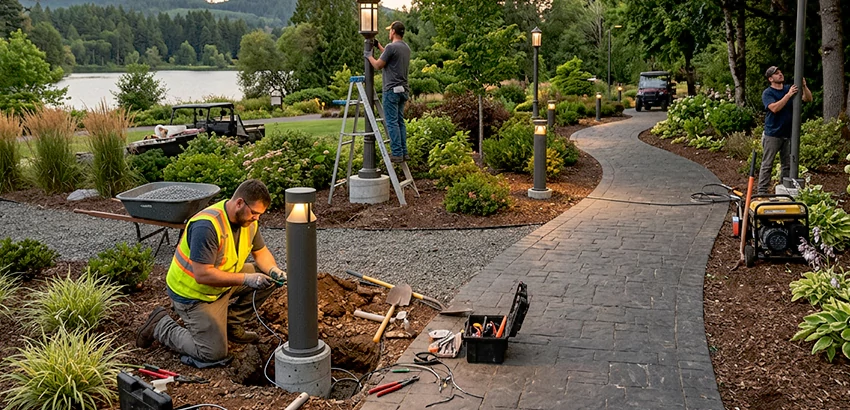 Landscape Post, Pole, and Bollard Lighting Installation in Ames