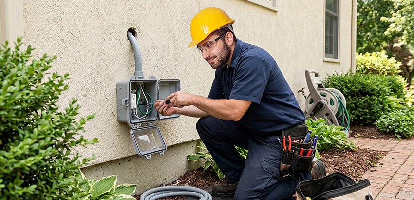 Outdoor Outlet Installation on Vinyl Siding in Ames